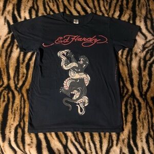 Ed Hardy Black and Red Graphic Tee